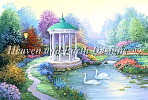 Two Swans In The Pond - Click Image to Close